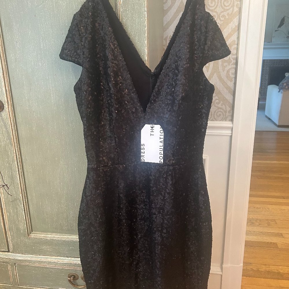 Dress the Population Zoe Sequin Minidress Black Size M NWT
